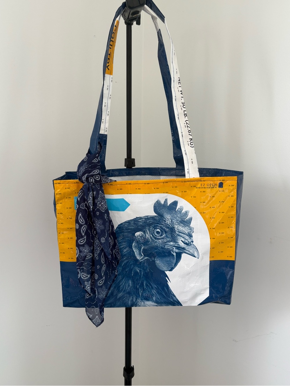 Kirkland Signature Navy Blue Yellow Chicken Graphic Tote